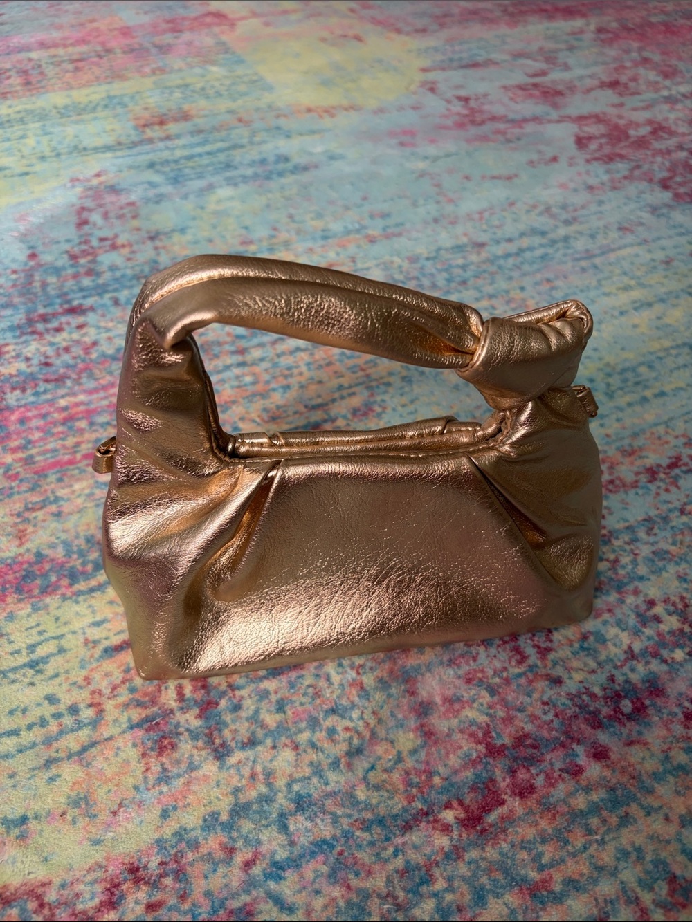 Mango Metallic Gold Mini Knot Bag